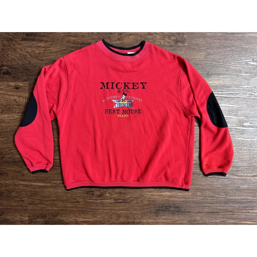 Disney Vintage Mickey Mouse Red‎ Crewneck Sweatshirt